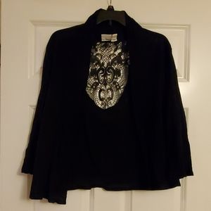 Black Cardigan with Back Lace Panel